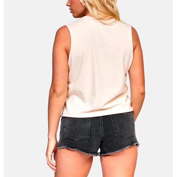 RVCA NWT Cream Dainty Knotted Raw Hem Sleeveless Tank Small - Picture 5 of 5